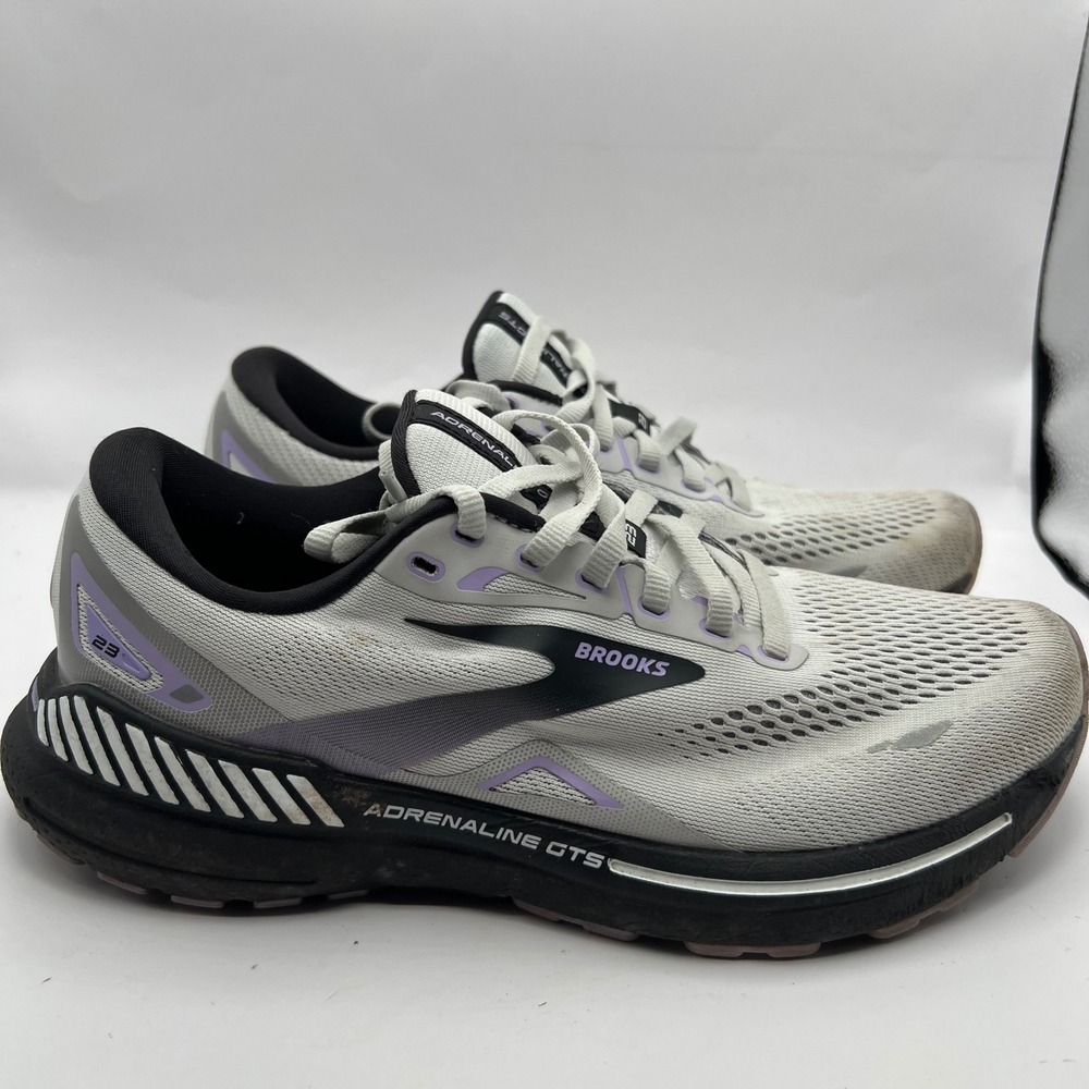 Brooks Adrenaline GTS 23 Womens Running Shoes Grey Purple 1203811B039 Size 9.5